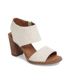 TOMS Majorca Block Heel Sandals In Linen Size 8.